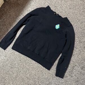 Volcom Black Crewneck Sweater with Blue and Yellow Logo